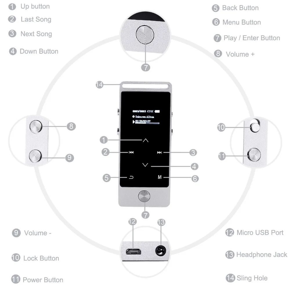 Портативный BENJIE S8 Bluetooth MP3 плеер 8 Гб металл без потерь голосовой музыкальный плеер сенсорный экран Поддержка TF карта Запись