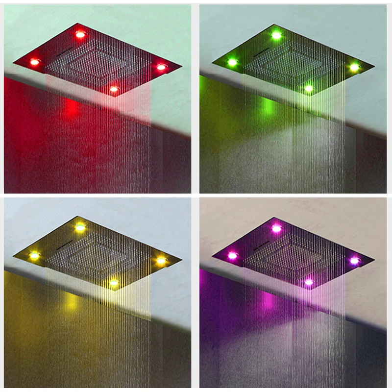 Bathroom Big LED Shower Heads Remote Control LED Light Showers Ceiling Embedded Rainfall,Waterfall and Water Curtain Showerhead Bathroom Big LED Shower Heads Remote Control LED Light Showers Ceiling Embedded Rainfall,Waterfall and Water Curtain Showerhead