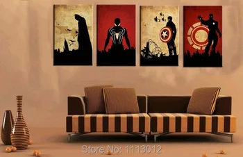 

Hand-painted Abstract Marvel Comics Heroes Oil Painting Retro Poster On Canvas (Iron Man, Batman, Captain America, Spiderman)