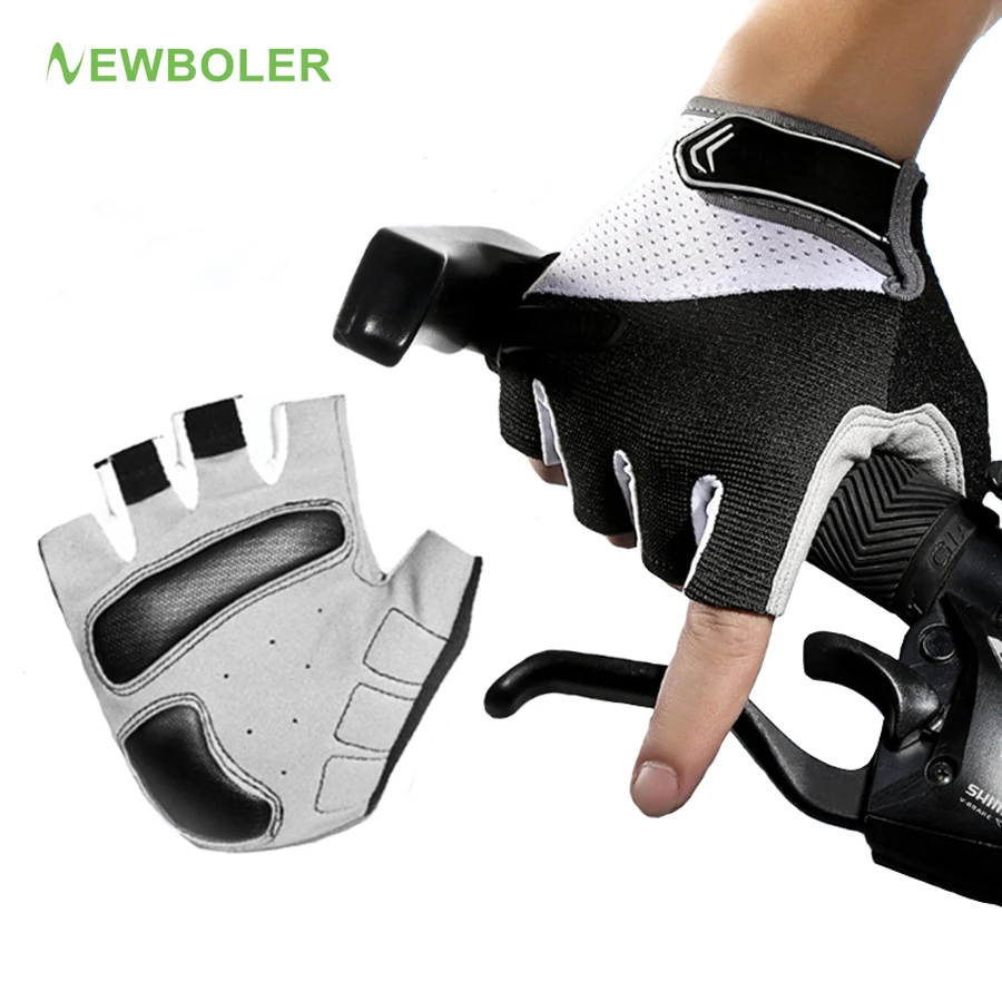 NEWBOLER Bicycle Gloves Summer Anti Slip Gel Fingerless For Men Women