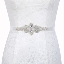 Inofin WHM11 хрустальные свадебные аксессуары атласный ремешок для свадебного платья Свадебная лента пояс для вечерних выпускных платьев