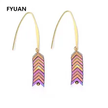 

FYUAN Europe Fashion Natural Stone Drop Earrings For Women 7 Color Triangle Shape Ore Dangle Ear hook Earrings Brand Jewelry