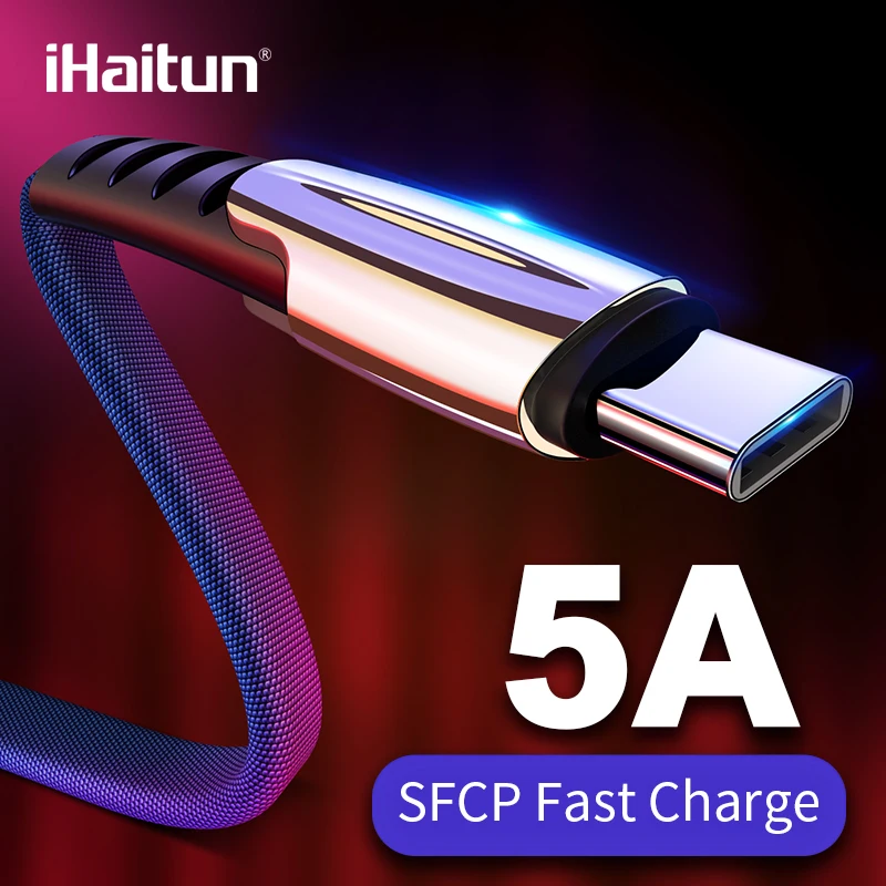 

iHaitun 5A Fast Charge Type C USB Cable For Oneplus Xiaomi mi 7 USB-C Charger Adapter Cord USBC Charging Phone Cable For Samsung