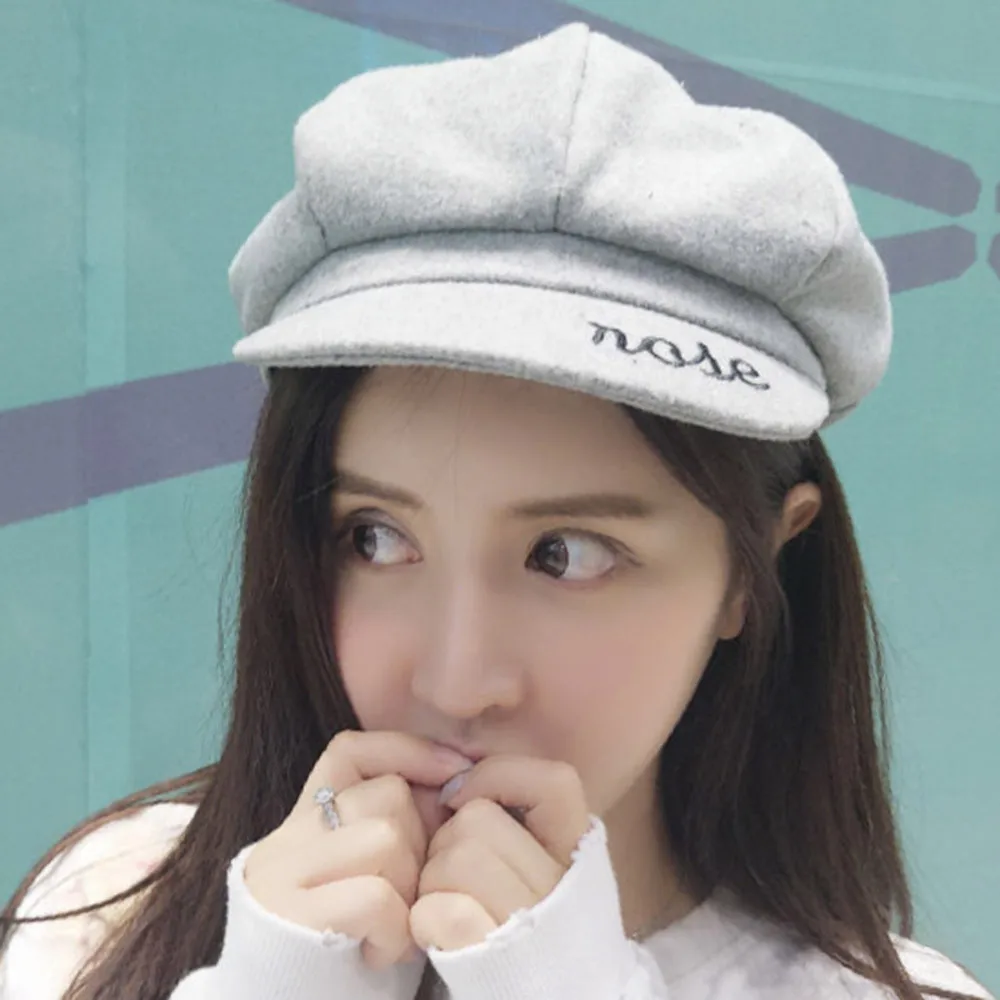 Women's Hats Autumn Winter Warm Cap octagonal hat visor Duck Tongue Hat Line Grid Painter Fashion Cap