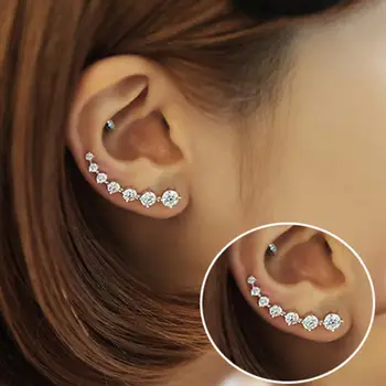 

Fashion Women Party Jewelry Single Row Cubic Zirconia Crawler Climber Earrings New trendy