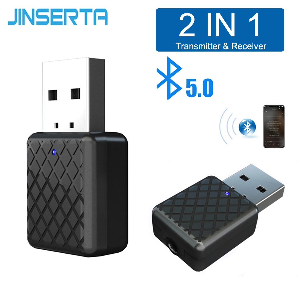 JINSERTA Bluetooth 5 0 аудио приемник передатчика 2 в 1 мини 3 мм AUX стерео беспроводной