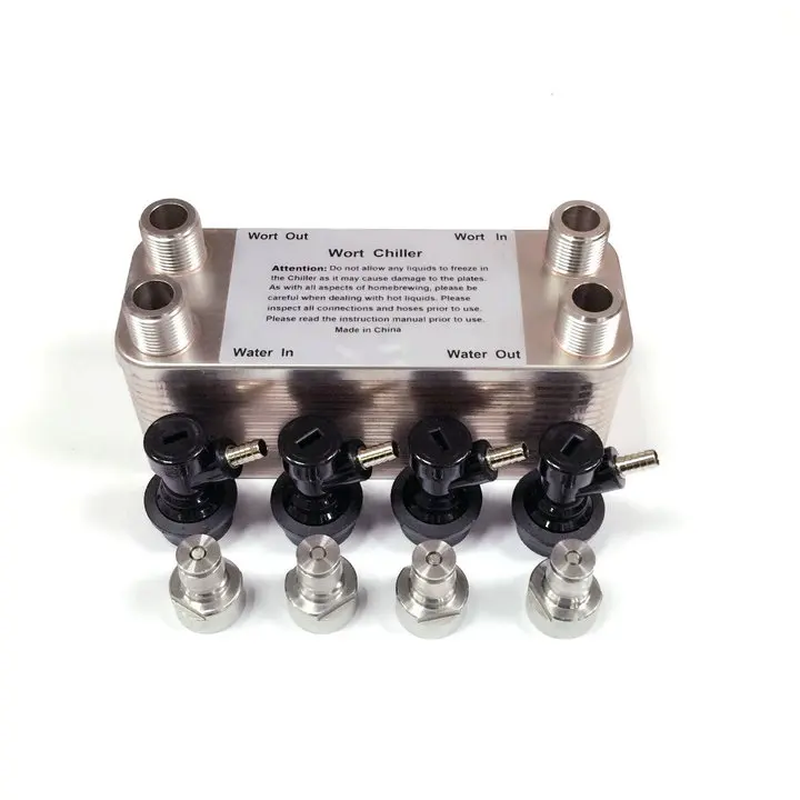 

Plate heat exchanger homebrewing Wort Chiller - 30 plates Brewing Chiller,with 4pcs ball lock disconnect