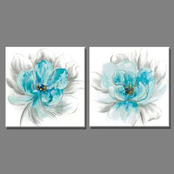 

2 Piece free shipping Abstract blue white and gray oil painting Home Decor Wall Painting Paints Painting for living room