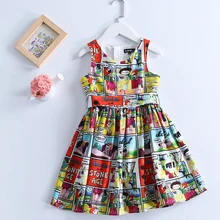 Beenira/платья для девочек; Новинка года; европейский и американский стиль; милое детское платье без рукавов с рисунком; детское летнее платье