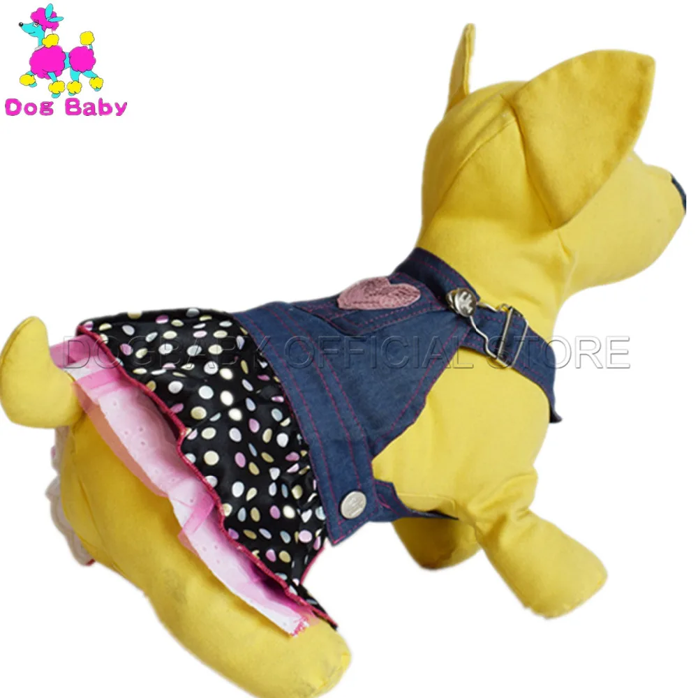 DOGBABY платье для собак однотонная джинсовая юбка питомцев весенне летняя одежда