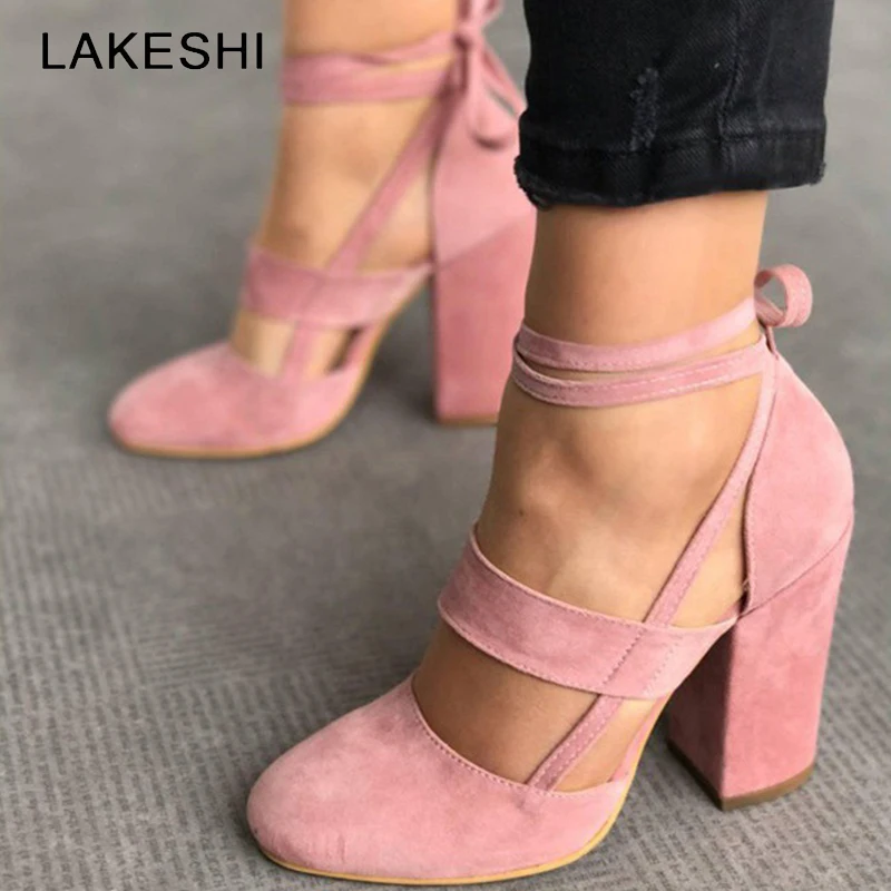 

Women Pumps Ankle Strap Summer Women High Heels Shoes Gladiator Plus Size 35-43