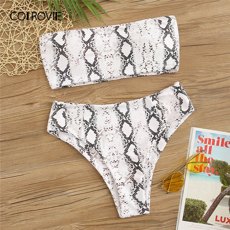 white snake print bikini