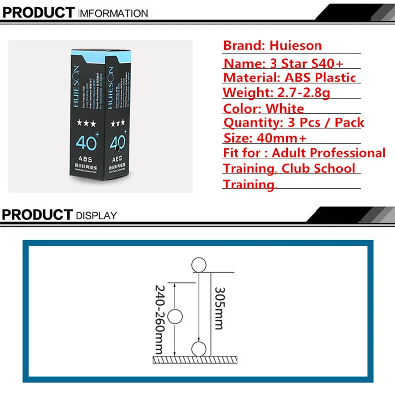 3 шт. Профессиональный 3 звезды Пластик настольный теннис мяч 40 мм + ABS конкурс пинг-понга Настольный теннис Аксессуары