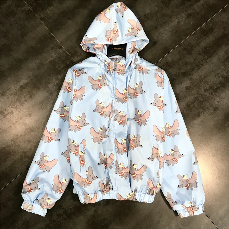 

2019 summer new small flying elephant print hooded long sleeve sunscreen shirt hoodies