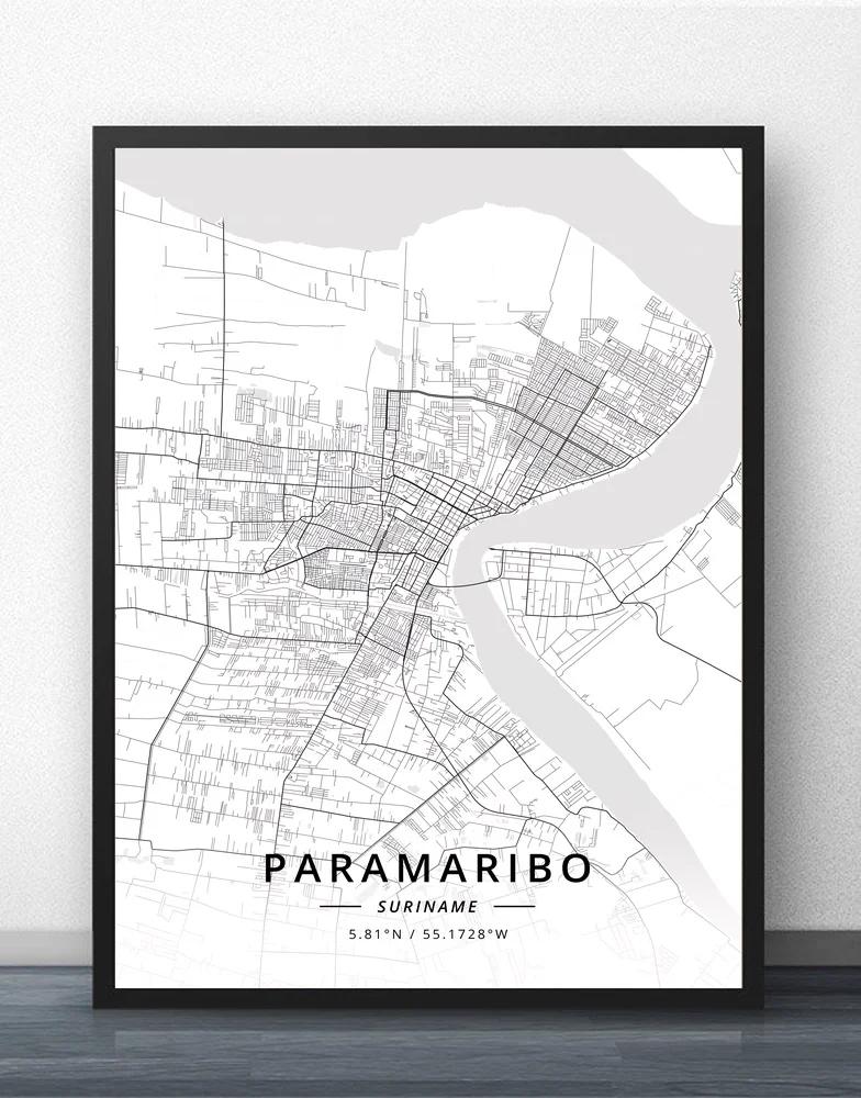 

Paramaribo Suriname Map Poster