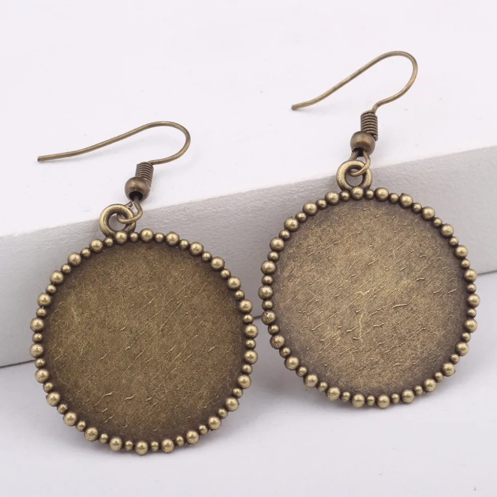 onwear 20pcs dangle earrings hooks findings 25mm fittings blank cabochon earring base trays diy