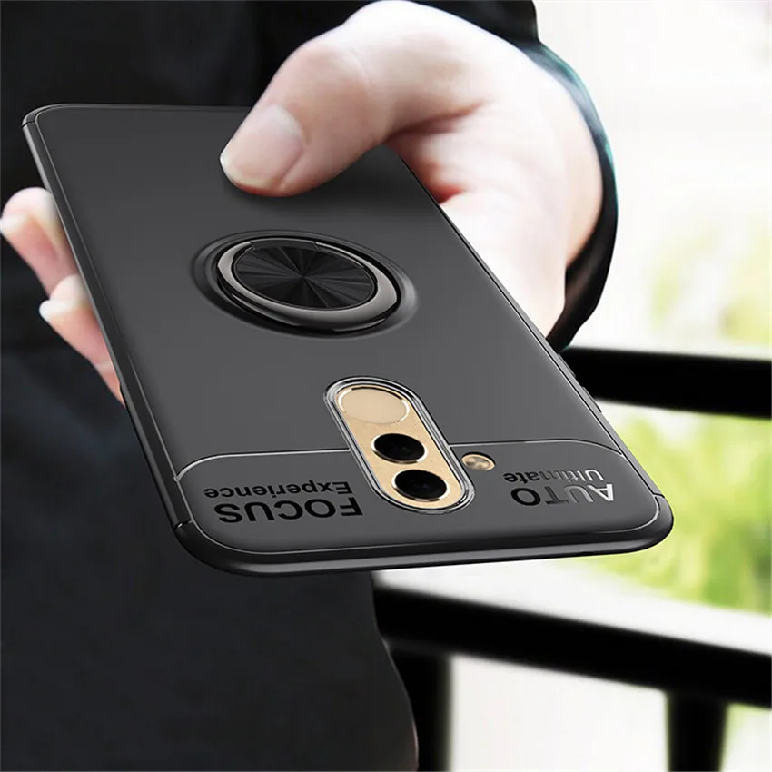 

Magnetic Car Holder Case For Huawei Mate 20 lite Silicone Metal Ring Magnet Case For Mate 20 lite Huawei Maimang 7