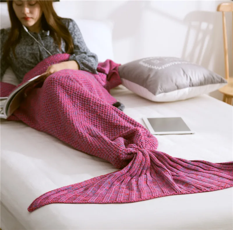 

New Mermaid Blanket Knitted Mermaid Tail Blanket Children's Blanket,birthday gift. baby Photography props blanket