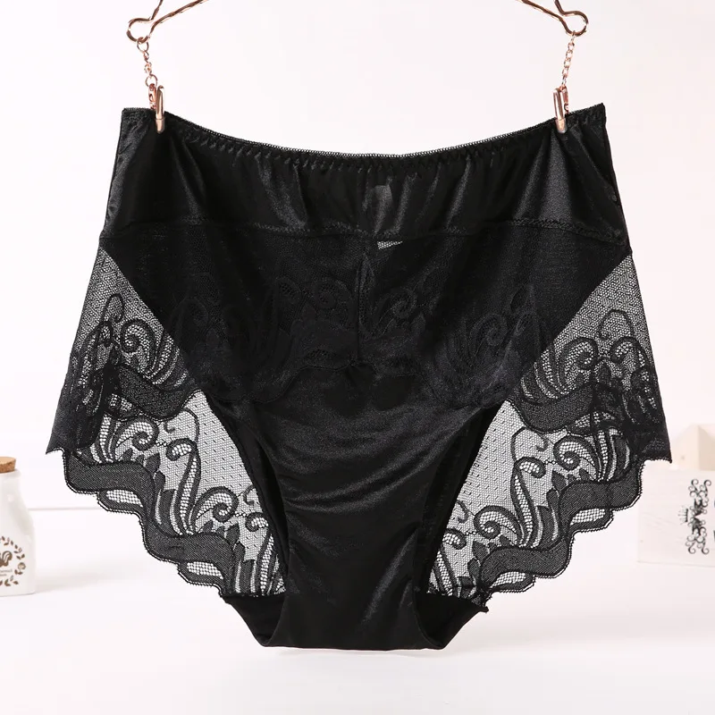 Queenral Pus Size Women Panties XL XXL XXXL High Waist Floral Briefs Sexy Intimates Lingerie  See Through Panty For Ladies 3