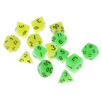 

7 Pieces Multi-sided Dice Glow in the Dark for Party Bar Accessory Board Game Props D&D MTG Dungeons and Dragons Card games