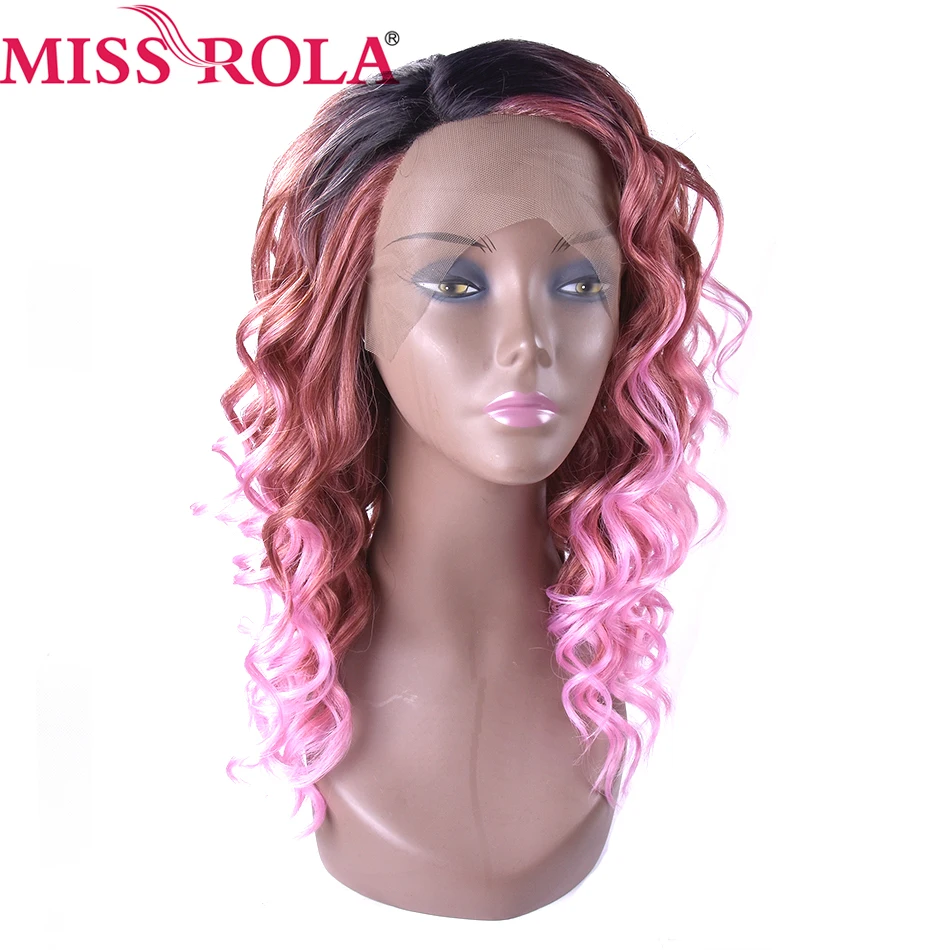 Мисс Рола кружева спереди парик синтетические парики свободные глубокая волна волос кружева спереди парик для женщин 14 дюйм(ов) цвет 1B