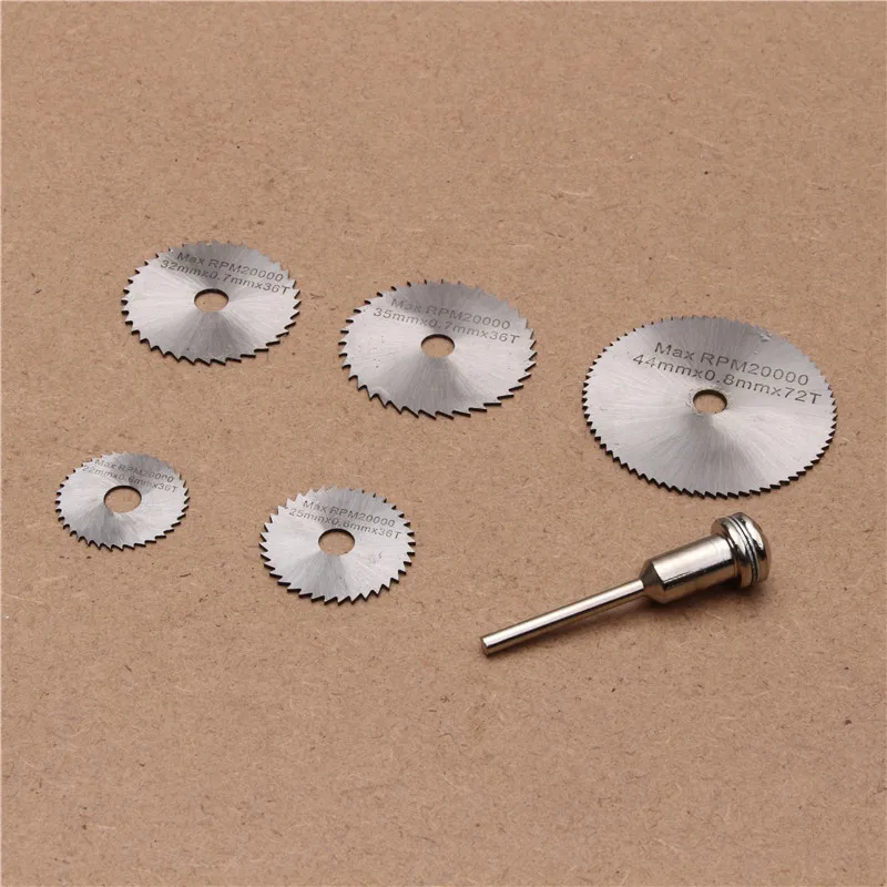 

6Pcs Mini HSS Circular Saw Blades 22-50mm Power Tools Wood Cutting Disc Grinding Wheel Set for Rotary Tools Dremel Accessories