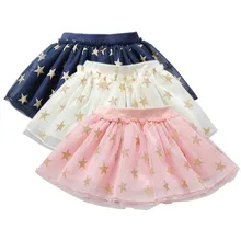 Милые юбки-пачки для маленьких девочек, сетчатая балетная юбка принцессы с принтом звезды для девочек, одежда из хлопка, 3 цвета, S2