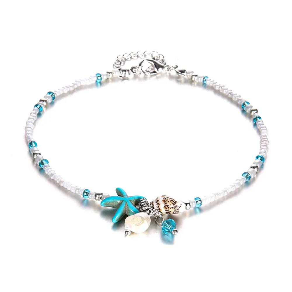 

Lady Bohemian Star Beads Stone Anklets for Women Popular Resin Adjustable Anklet Beach Section Beads Conch Starfish Anklet 0503