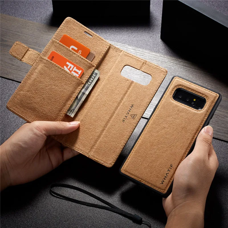 Брендовый кожаный чехол сделай сам для Samsung Galaxy Note 8 S7 Edge S8 S9 Plus 2 в 1 съемный