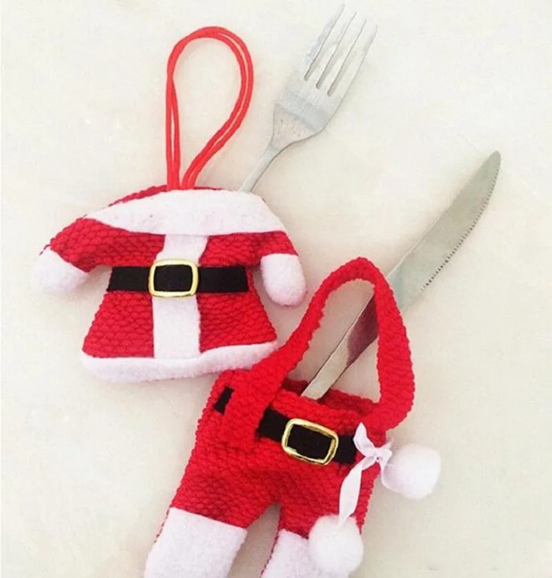 DHL Free 6Pcs/Set Happy Santa Claus Tableware Silverware Suit Christmas Dinner Party Decor Decorations gifts | Дом и сад