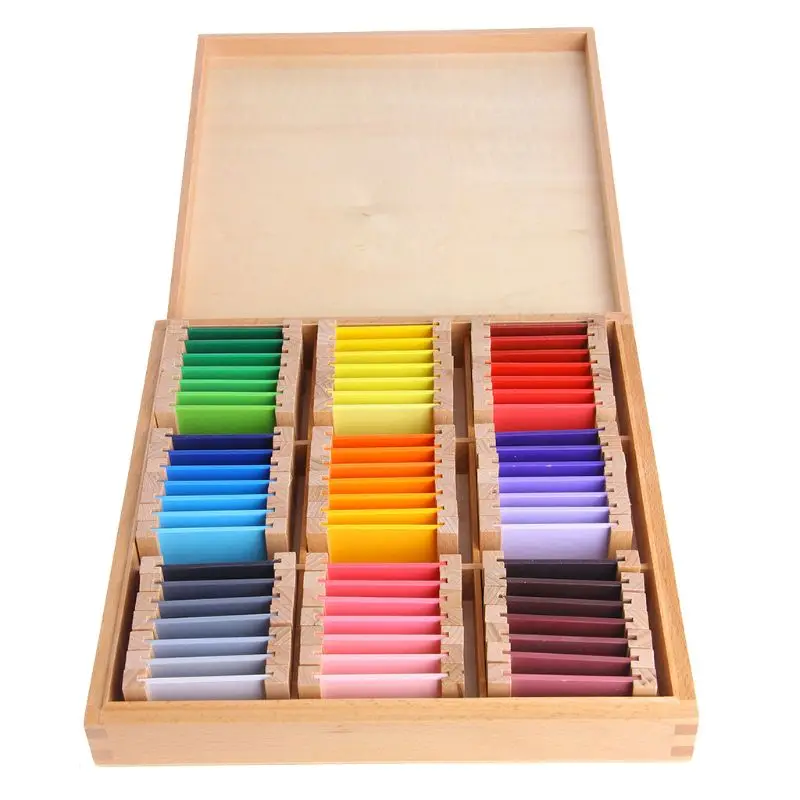 

Montessori Sensorial Material Learning Color Tablet Box Wood Preschool Toy Y51E