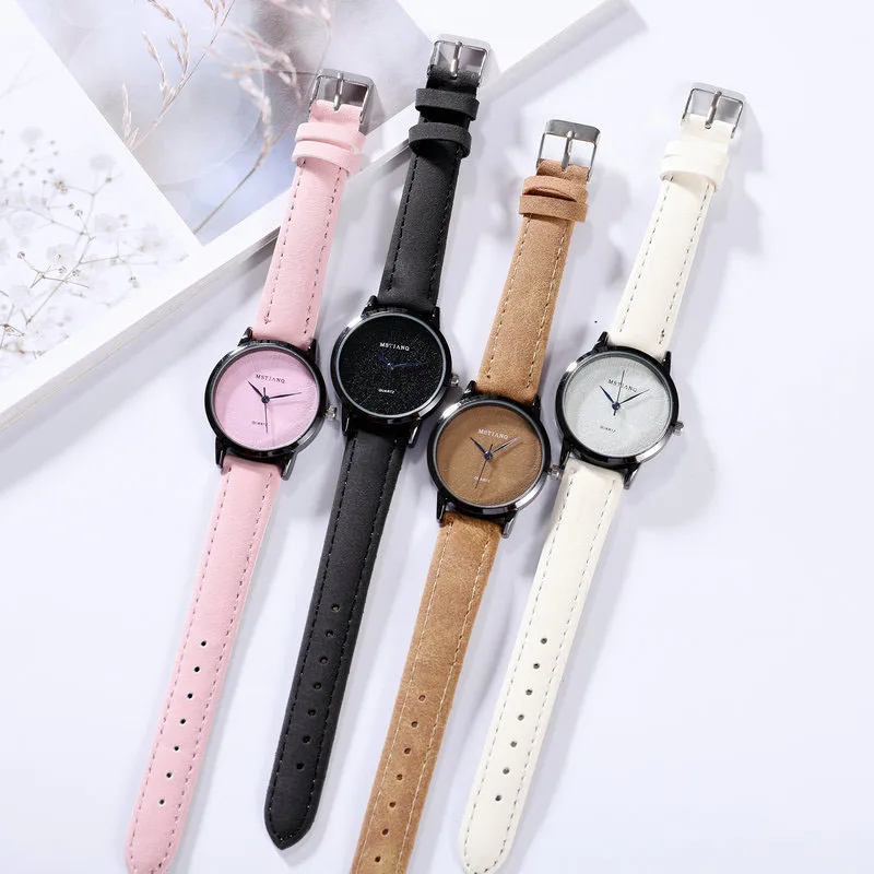 

Top Brand Women Watches fashion elegant Ladies Quartz watch leather band brown black Retro Girl Wrist Watch female vintage watch