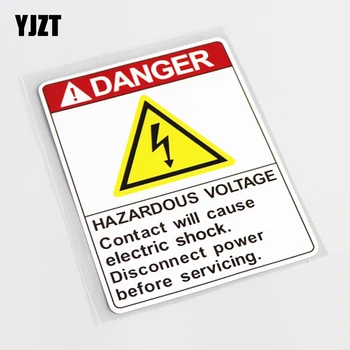 

YJZT 9.7CM*12.8CM Warning Mark DANGER HAZARDOUS VOLTAGE PVC Decal Car Sticker 13-0591