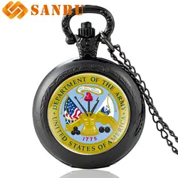 Винтаж США Военная Униформа кварцевые карманные часы бронзовая армия для мужчин кулон ювелирные изделия
