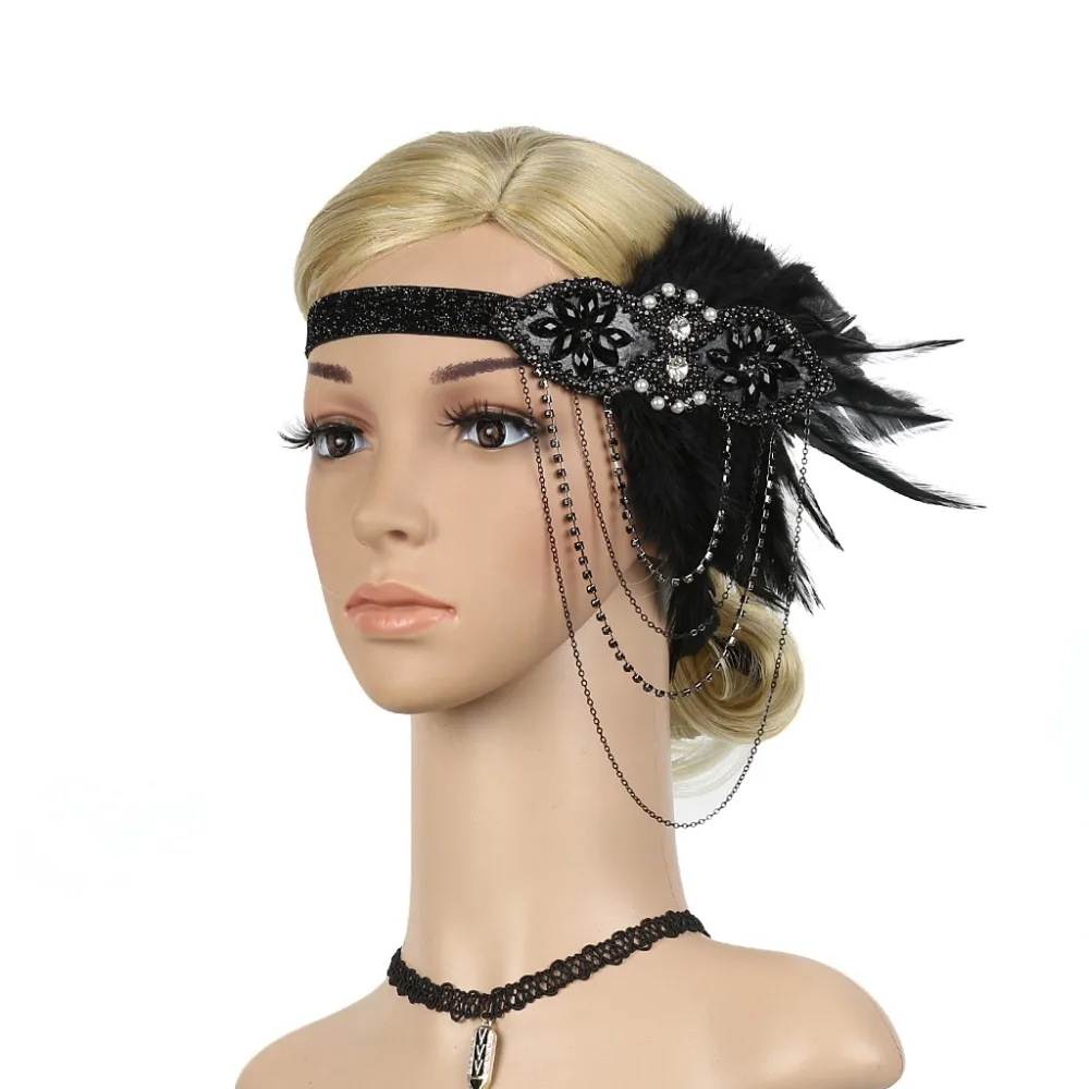 

Women's Headpiece Feather Flapper Headband Great Gatsby Headdress Vintage chain vintage cosplay wedding party costume accessory