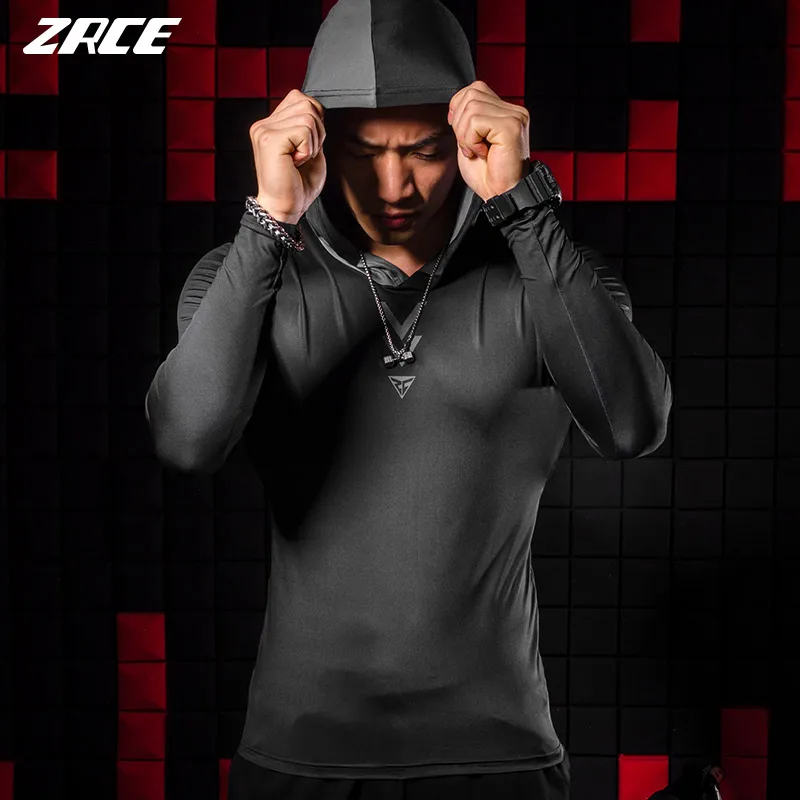 

ZRCE Compression Shirts Breathable Long-sleeved Fitness Running Tights Man Gym Sports Jersey Crossfit Training Exercise T-Shirt