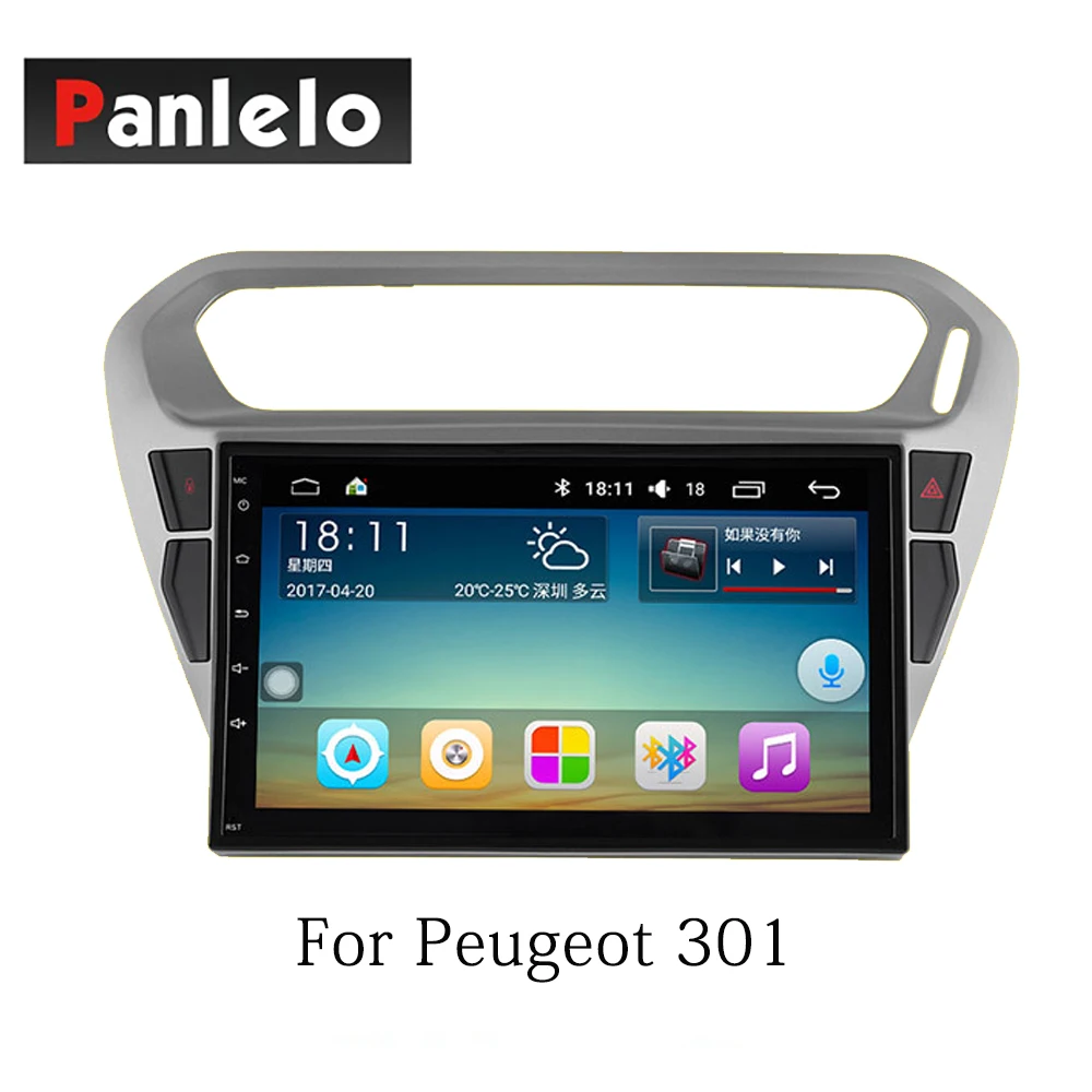 Panlelo Car Stereo Android7.1 2 Din For Citroen Elysee C-Quatre C3XR Peugeot 301 AM/FM GPS Navigation BT Steering Wheel Control