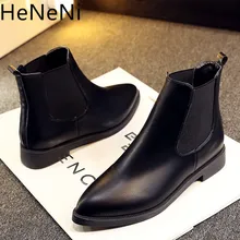 Теплые женские ботильоны; сезон осень-зима; кожаные ботинки на высоком квадратном каблуке; Ботинки martin с острым носком; повседневные туфли-лодочки; размеры 34-44