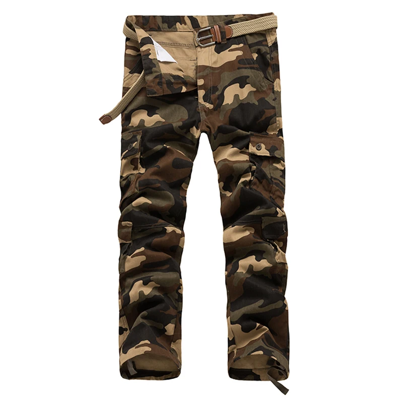  Mens Straight Camouflage Cargo Pants Military Casual Loose Army Pants Brand Washed Trousers Pantalo