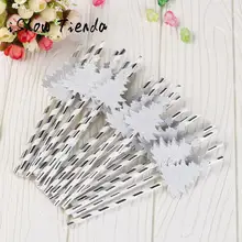 25 шт рождественские золотые серебряные напитки бумажные соломки для дней рождения вечерние поставки тема#25