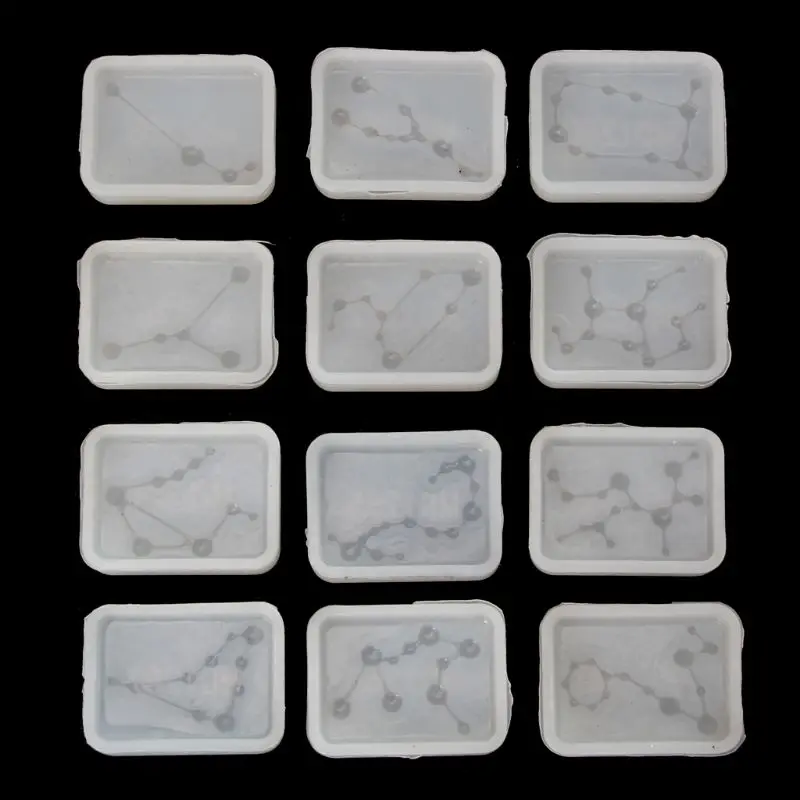 

12 Constellation Square Pendant Resin Mold Handmade Silicone Mold Jewelry Making