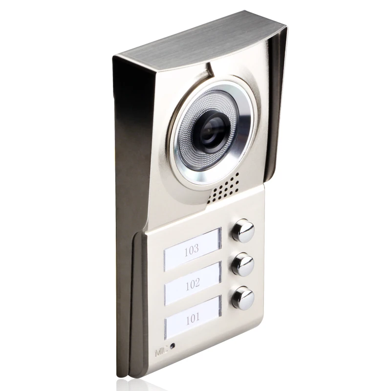 7 дюймов ЖК-дисплей 3 Видео для квартир дверной домофон Системы IR-CUT HD 1000TVL Камера дверной звонок Камера с 3 кнопки 3 Монитора Waterpr