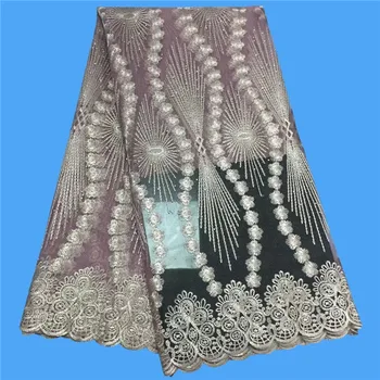 

2018 Latest Nigerian Laces Fabrics With Stones High Quality Tulle African Laces Fabric Wedding French Tulle Lace Fabric