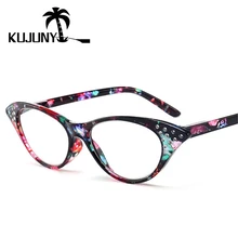 KUJUNY очки для чтения «кошачий глаз» Женские Имитация бриллианта кошачий глаз дальнозоркость очки по рецепту для чтения