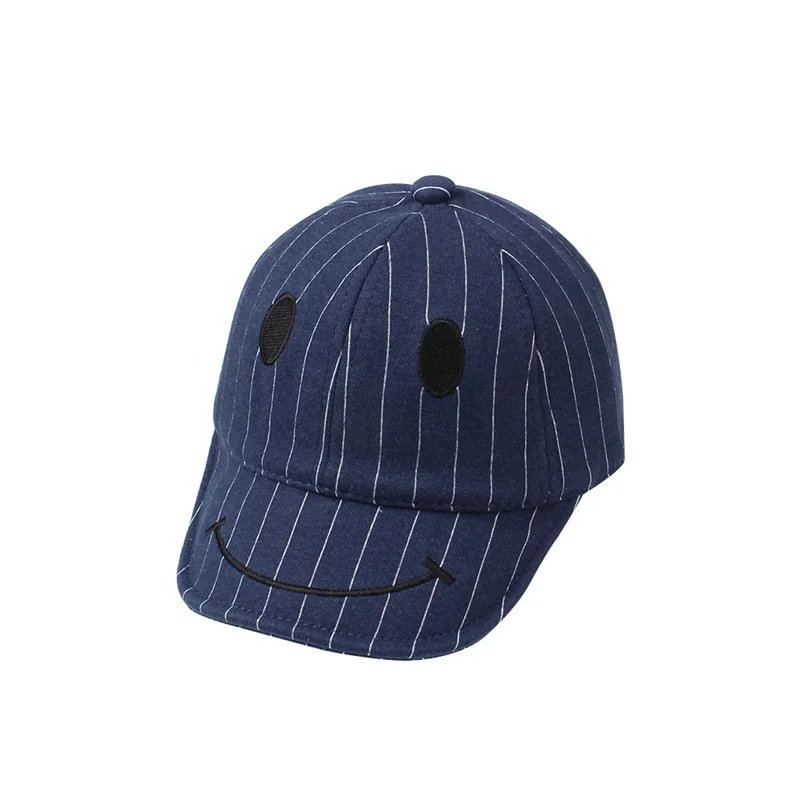 Striped Cotton Baby Cap Smile Casual Kids Sun Cap Embroidery Pink Gray Hat For Baby Boys Spring Summer Cute Baby Girls Clothing (12)