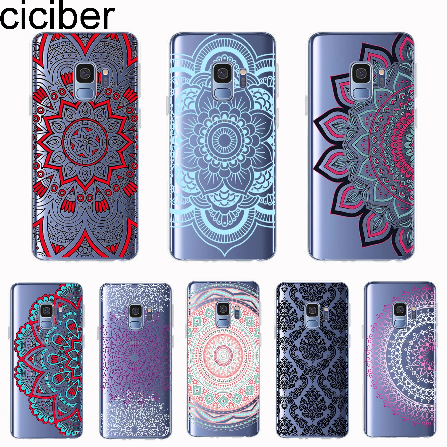 ciciber For Samsung Galaxy S9 S8 S7 S6 S5 Edge Plus S10 S10e S10+ Phone Cases Note 10 9 8 5 4 3 Soft TPU Mandala |