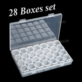 

28 slots boxes set organizer storage containers case for DIY Nail art rhinestone Jewelry beads manicure accessory display tools