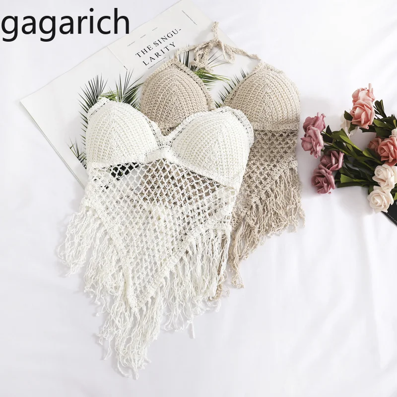 

Gagarich Women Vesr 2019 Holiday Bohemian Beach Sexy Hollow Out Ladies Summer Wear Crop Tops