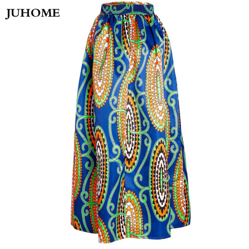 Новинка, осенняя мода, женские длинные юбки с принтом в африканском стиле, Анкара, Дашики, высокая талия, макси-зонтик, юбки для девушек, Jupe Longue Femme - Цвет: 1
