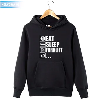 

2018 Men's Autumn&Winter Hoodies Brand Dress Eat Sleep Forklift Truck Printed Sweatshirt Male&Women Patchwork Pullover Hoody